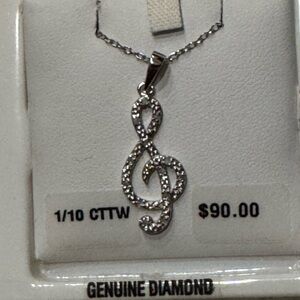 Silver Treble Clef Pendant Necklace